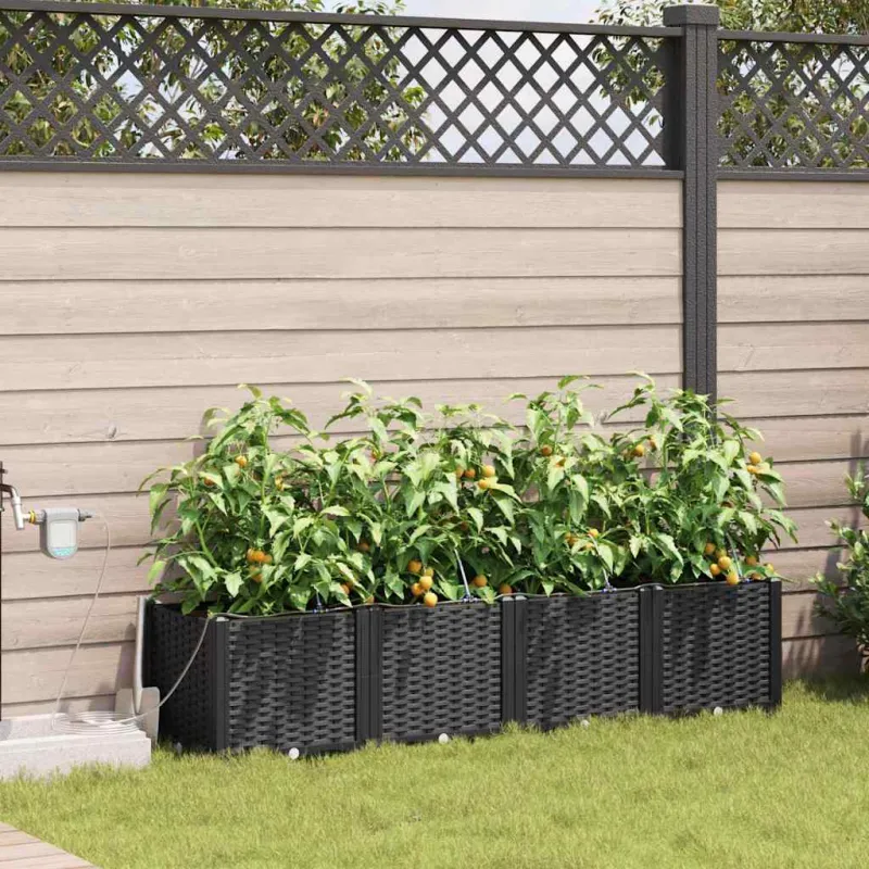 Sodo vazonas 4 pcs Juodas 160 x 40 x 37,5 cm Plastmasė