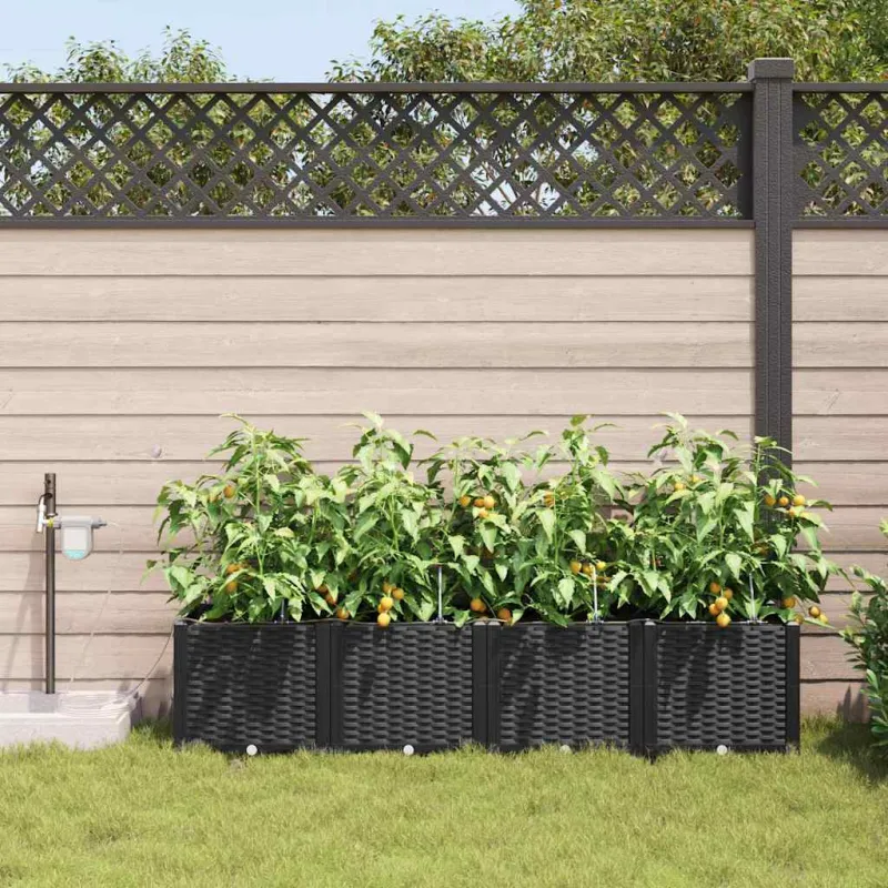 Sodo vazonas 4 pcs Juodas 160 x 40 x 37,5 cm Plastmasė