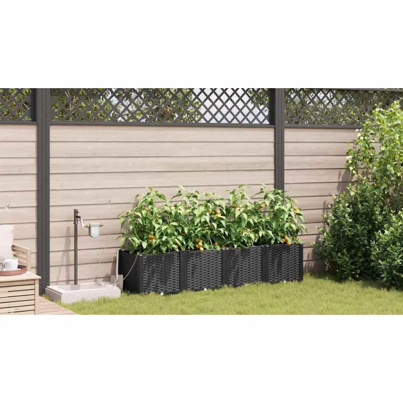 Sodo vazonas 4 pcs Juodas 160 x 40 x 37,5 cm Plastmasė