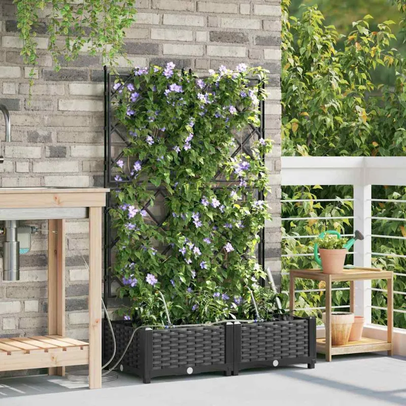 Sodo vazonas 2 pcs Juodas 80 x 40 x 126 cm Plastmasė