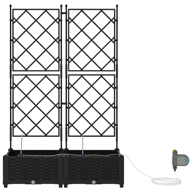 Sodo vazonas 2 pcs Juodas 80 x 40 x 126 cm Plastmasė