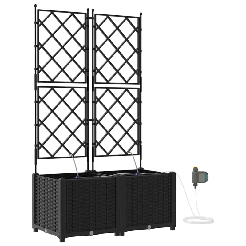 Sodo vazonas 2 pcs Juodas 80 x 40 x 142 cm Plastmasė