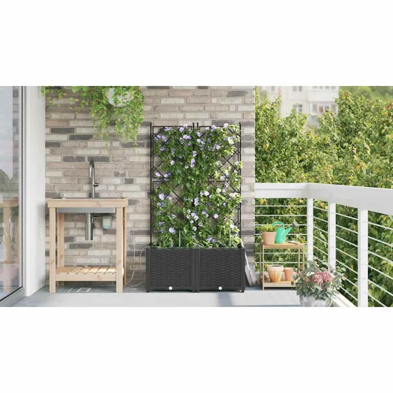 Sodo vazonas 2 pcs Juodas 80 x 40 x 142 cm Plastmasė