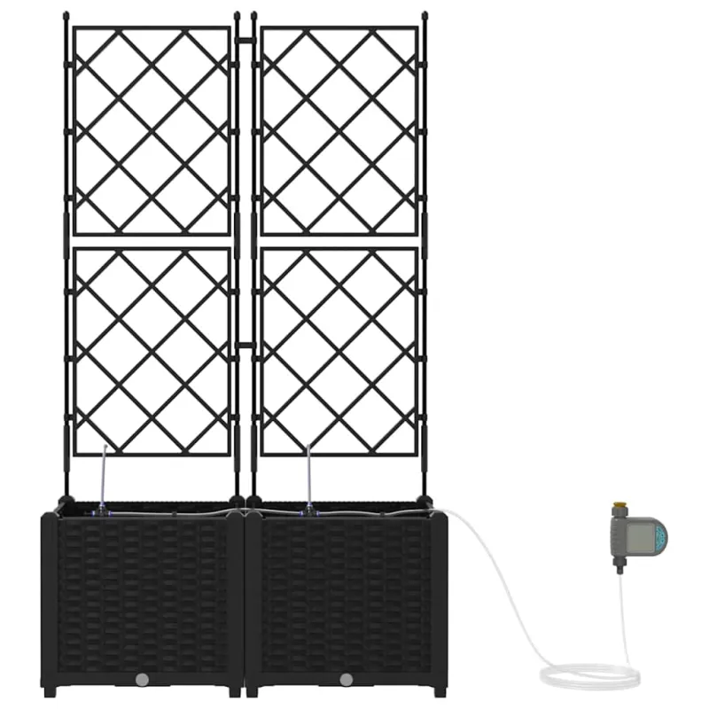 Sodo vazonas 2 pcs Juodas 80 x 40 x 142 cm Plastmasė