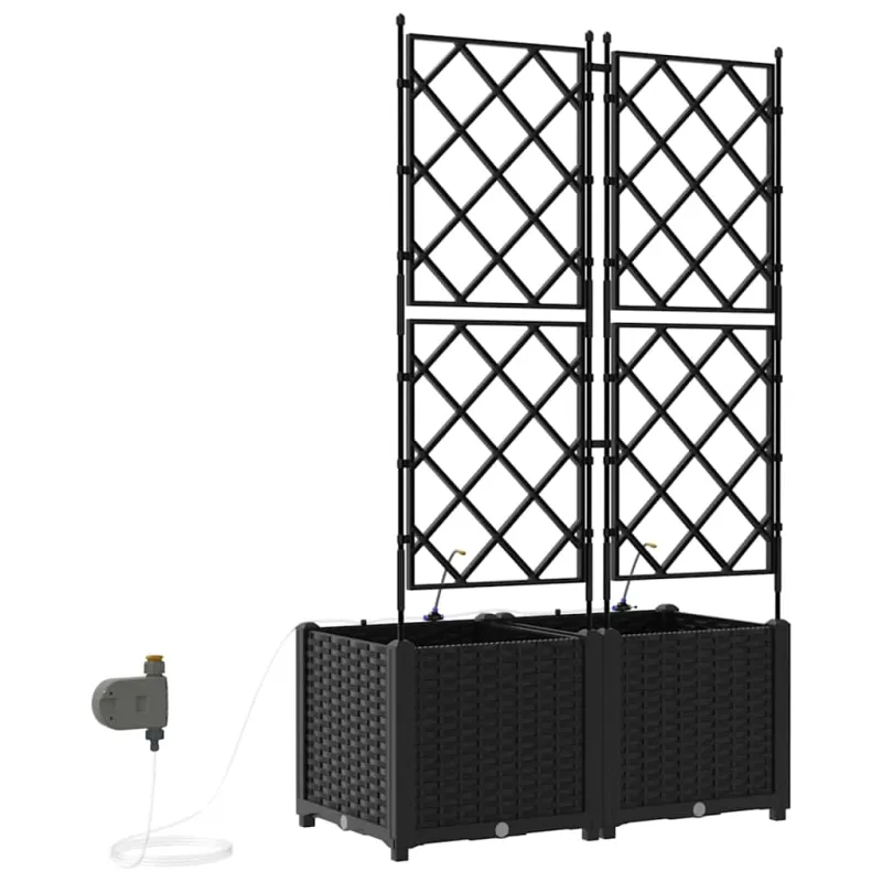 Sodo vazonas 2 pcs Juodas 80 x 40 x 142 cm Plastmasė