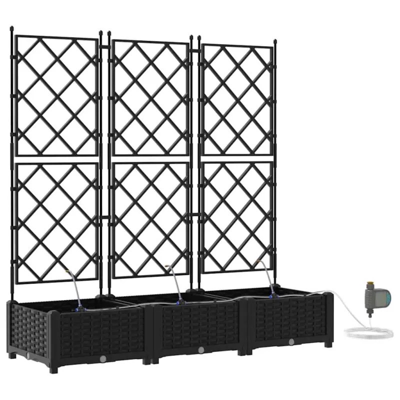 Sodo vazonas 3 pcs Juodas 120 x 40 x 126 cm Plastmasė