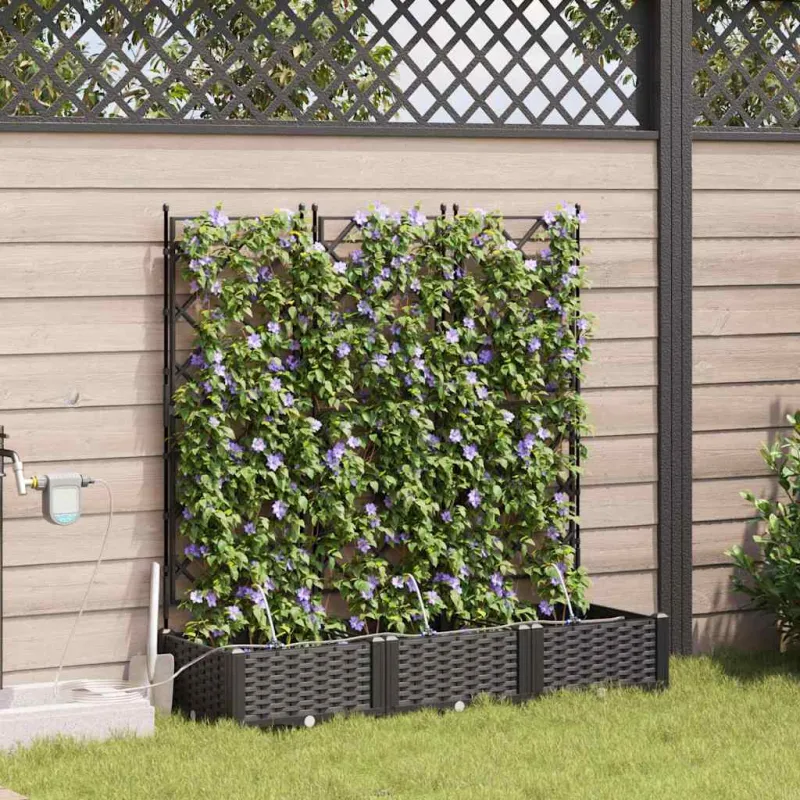 Sodo vazonas 3 pcs Juodas 120 x 40 x 126 cm Plastmasė