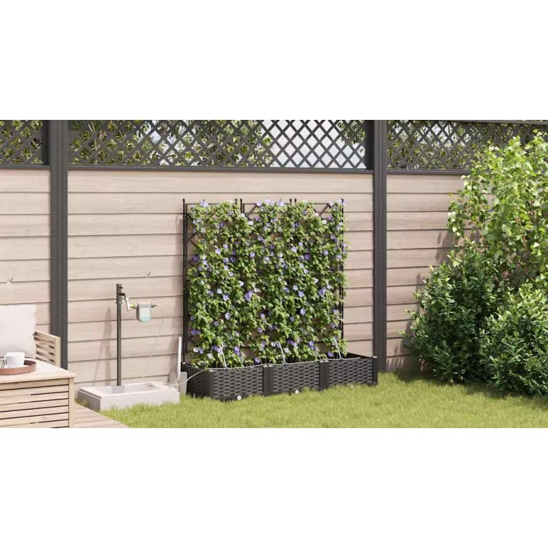 Sodo vazonas 3 pcs Juodas 120 x 40 x 126 cm Plastmasė