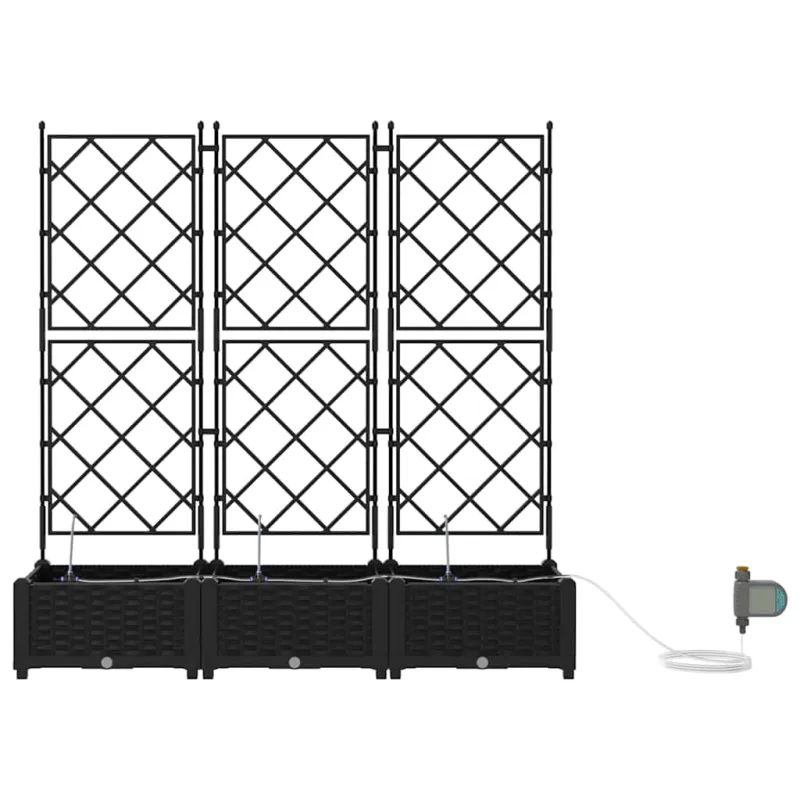 Sodo vazonas 3 pcs Juodas 120 x 40 x 126 cm Plastmasė