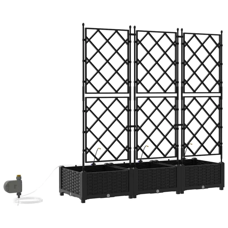 Sodo vazonas 3 pcs Juodas 120 x 40 x 126 cm Plastmasė