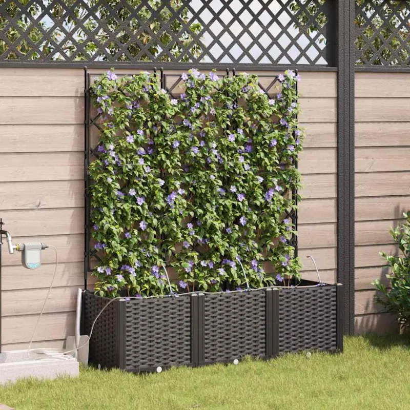 Sodo vazonas 3 pcs Juodas 120 x 40 x 142 cm Plastmasė