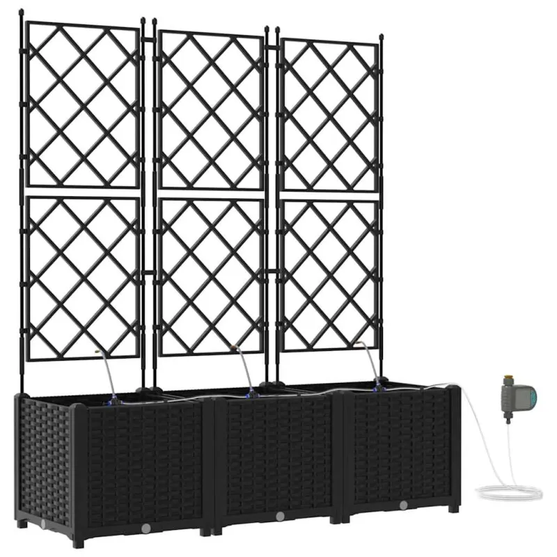 Sodo vazonas 3 pcs Juodas 120 x 40 x 142 cm Plastmasė