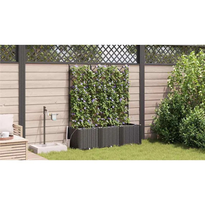 Sodo vazonas 3 pcs Juodas 120 x 40 x 142 cm Plastmasė