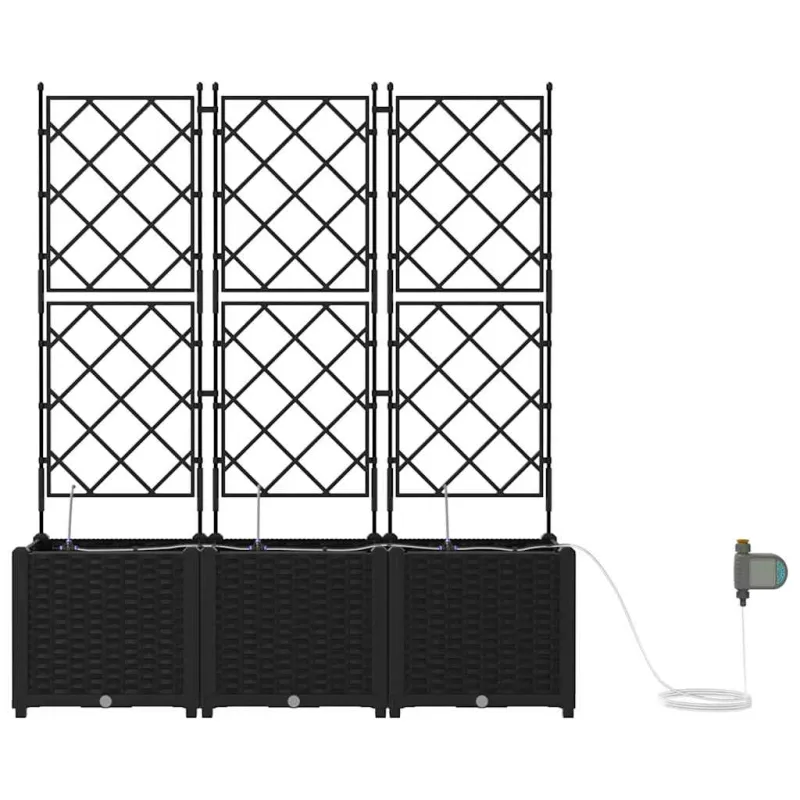Sodo vazonas 3 pcs Juodas 120 x 40 x 142 cm Plastmasė