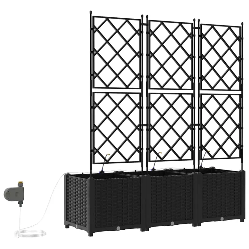 Sodo vazonas 3 pcs Juodas 120 x 40 x 142 cm Plastmasė