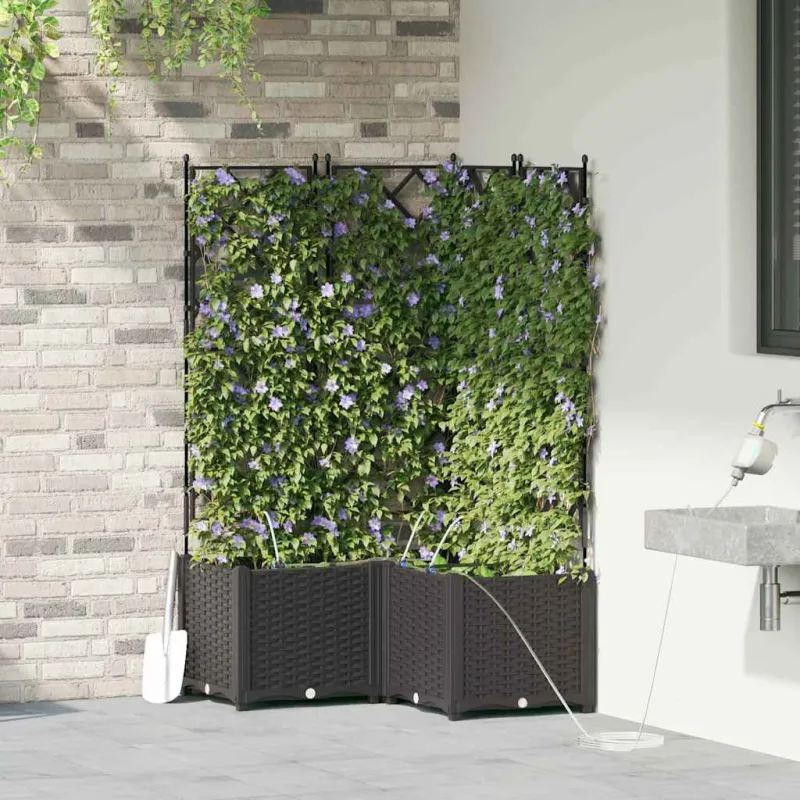Sodo vazonas 3 pcs Juodas 80 x 80 x 142 cm Plastmasė