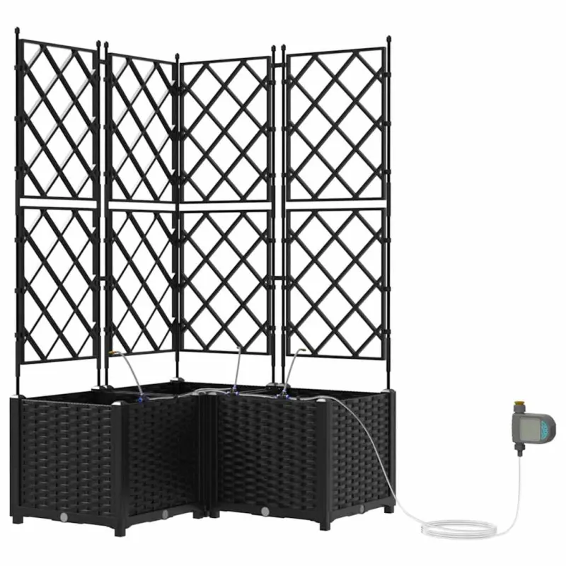 Sodo vazonas 3 pcs Juodas 80 x 80 x 142 cm Plastmasė