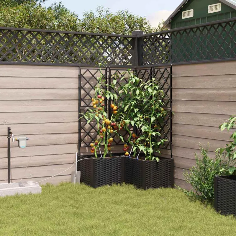 Sodo vazonas 3 pcs Juodas 80 x 80 x 142 cm Plastmasė