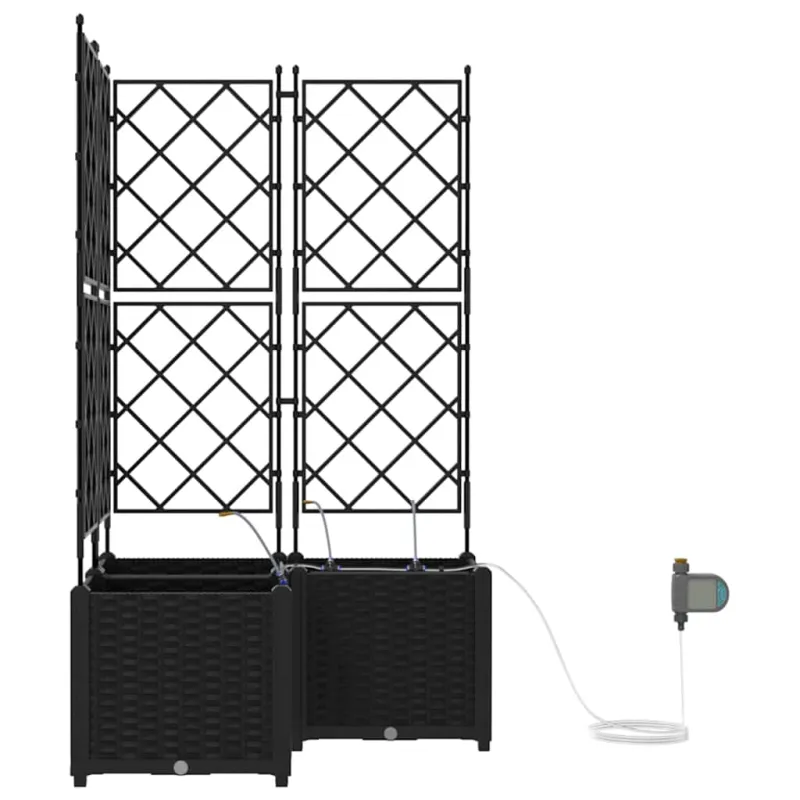 Sodo vazonas 3 pcs Juodas 80 x 80 x 142 cm Plastmasė