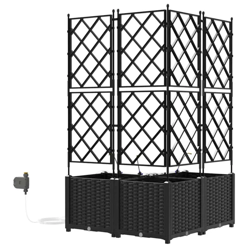 Sodo vazonas 3 pcs Juodas 80 x 80 x 142 cm Plastmasė