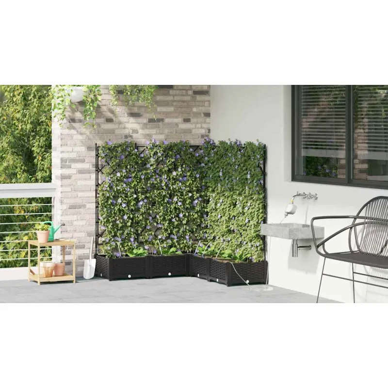 Sodo vazonas 5 pcs Juodas 120 x 120 x 126 cm Plastmasė