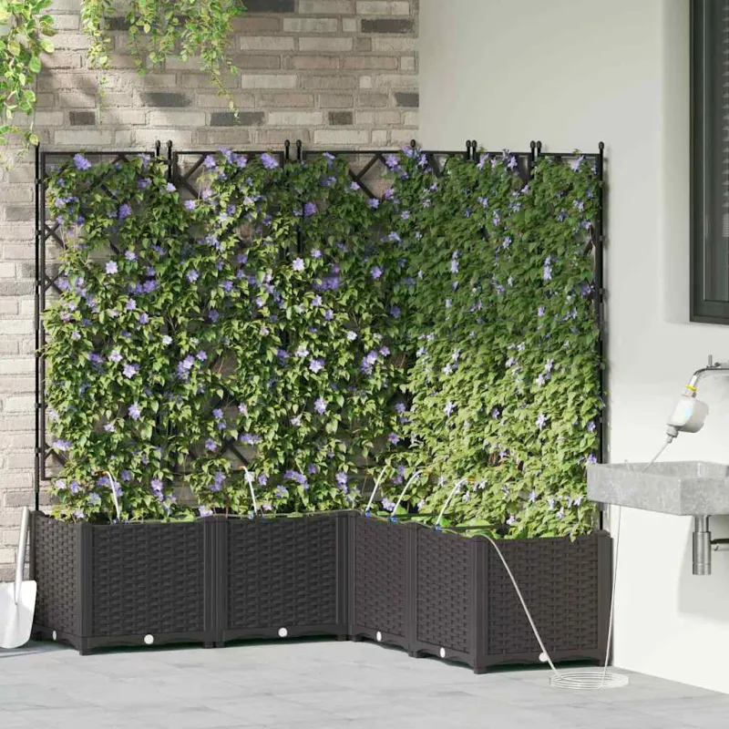 Sodo vazonas 5 pcs Juodas 120 x 120 x 142 cm Plastmasė