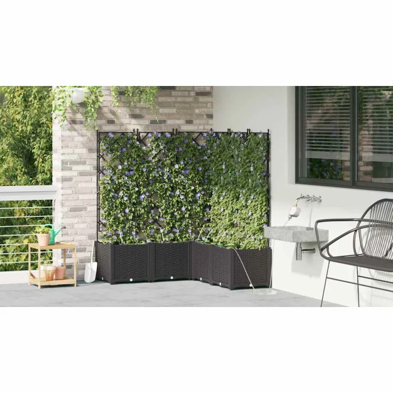 Sodo vazonas 5 pcs Juodas 120 x 120 x 142 cm Plastmasė