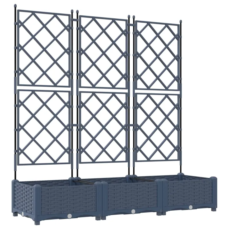 Sodo vazonas 3 pcs Pilka 120 x 40 x 125,5 cm Plastmasė