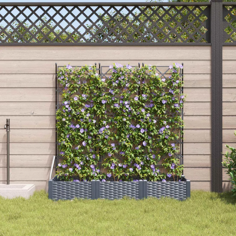Sodo vazonas 3 pcs Pilka 120 x 40 x 125,5 cm Plastmasė