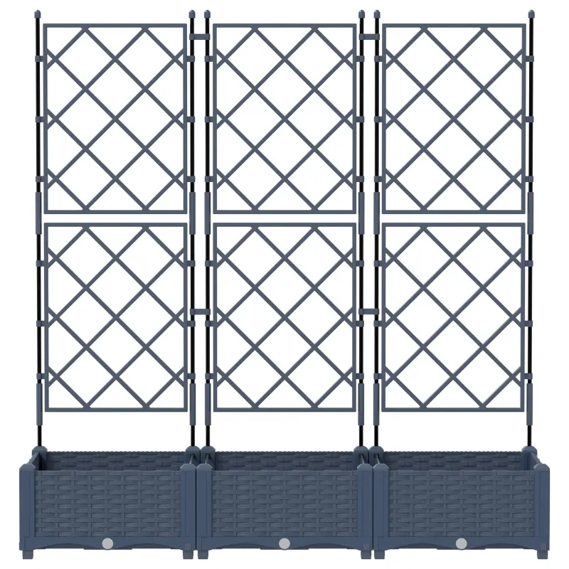 Sodo vazonas 3 pcs Pilka 120 x 40 x 125,5 cm Plastmasė