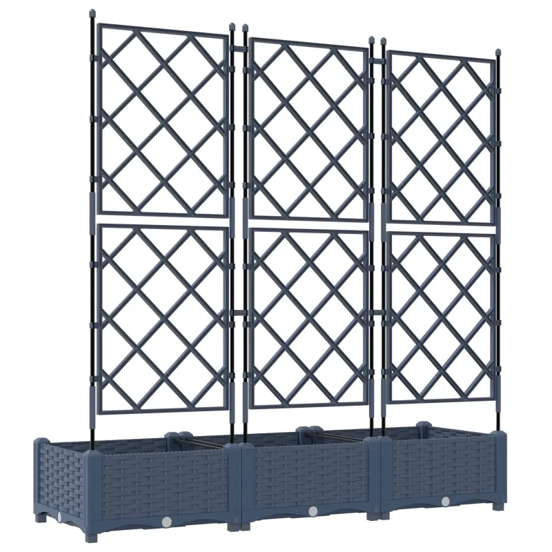 Sodo vazonas 3 pcs Pilka 120 x 40 x 125,5 cm Plastmasė