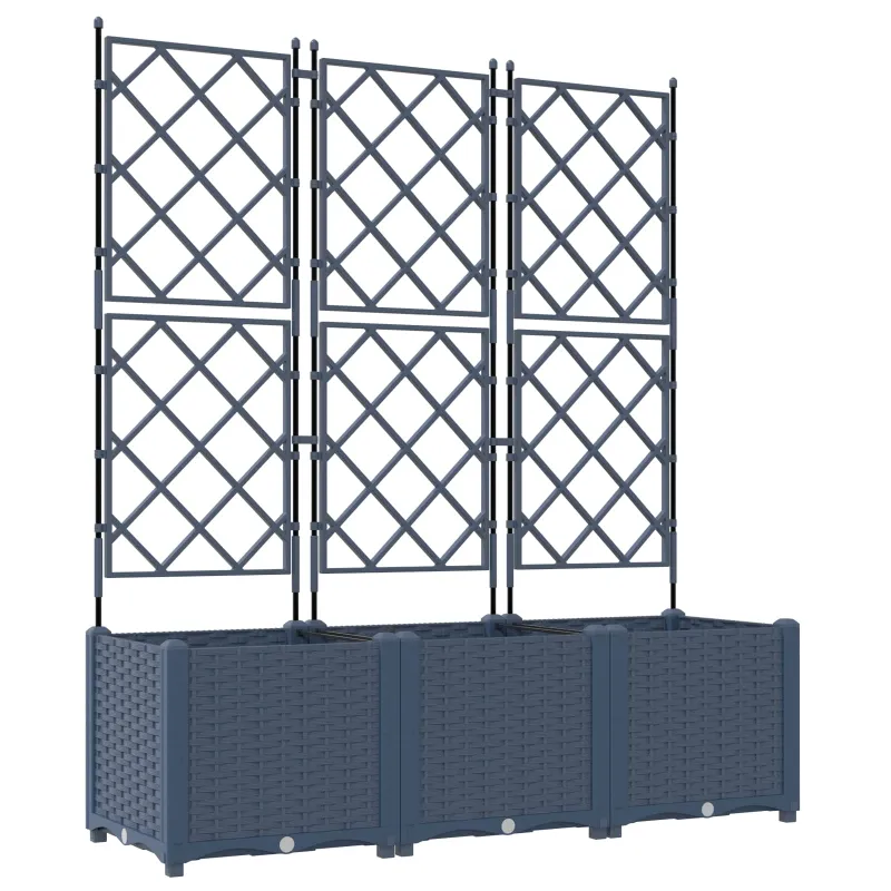 Sodo vazonas 3 pcs Pilka 120 x 40 x 143 cm Plastmasė