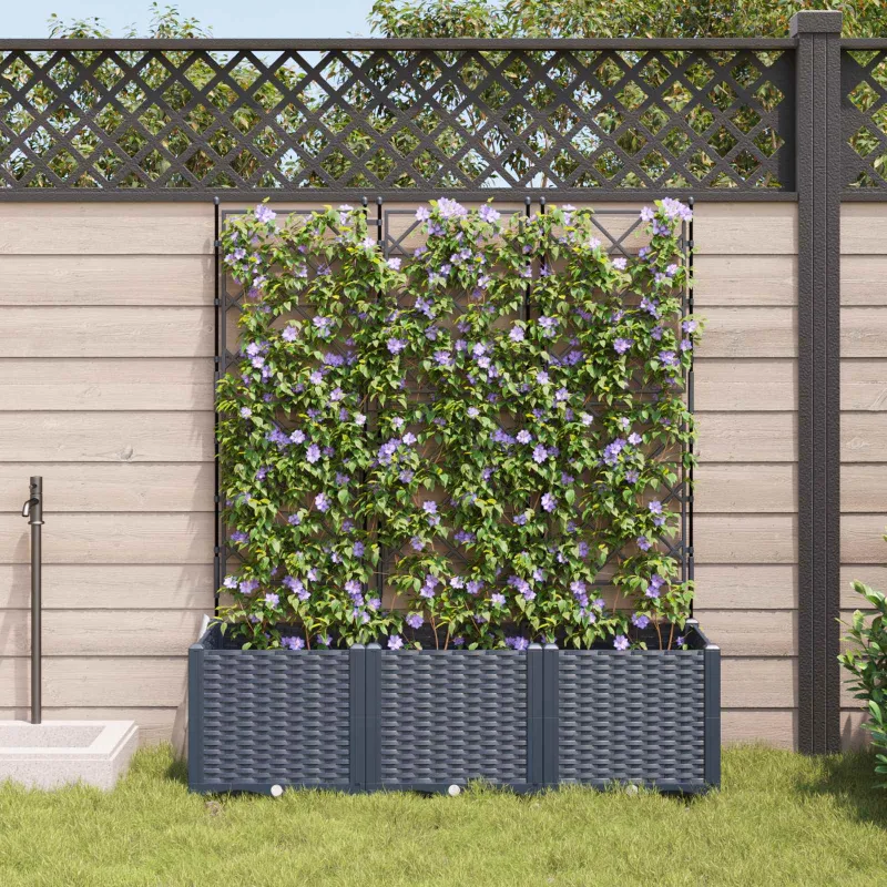 Sodo vazonas 3 pcs Pilka 120 x 40 x 143 cm Plastmasė