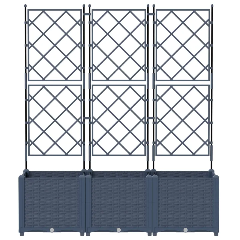 Sodo vazonas 3 pcs Pilka 120 x 40 x 143 cm Plastmasė