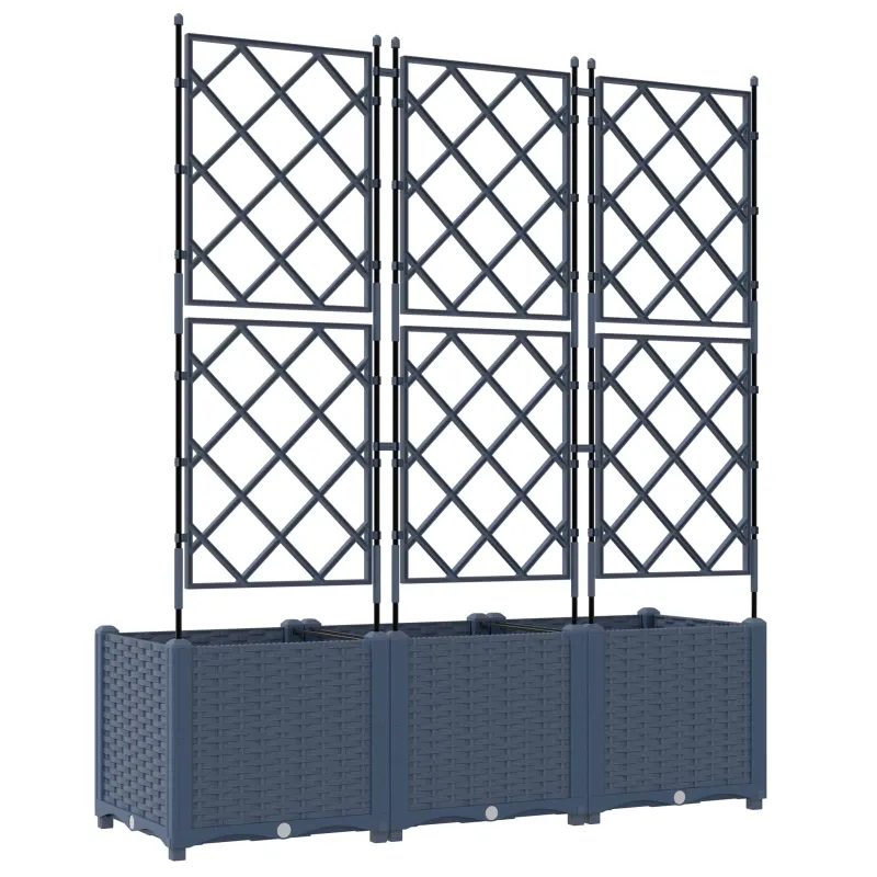 Sodo vazonas 3 pcs Pilka 120 x 40 x 143 cm Plastmasė