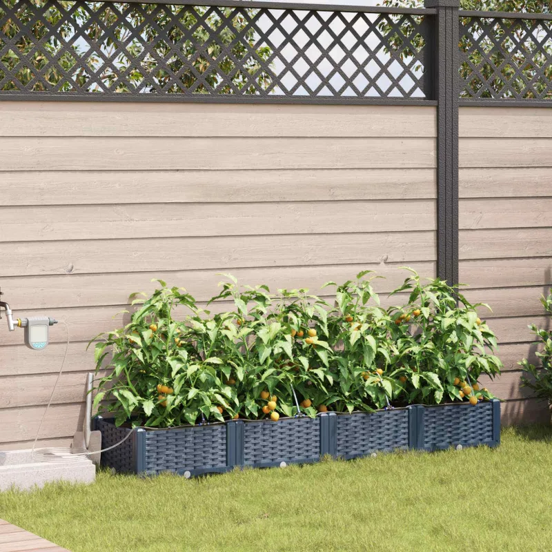 Sodo vazonas 4 pcs Pilka 160 x 40 x 22 cm Plastmasė
