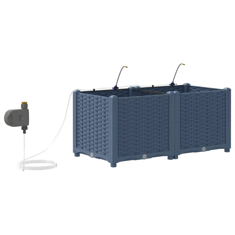 Sodo vazonas 2 pcs Pilka 80 x 40 x 37,5 cm Plastmasė