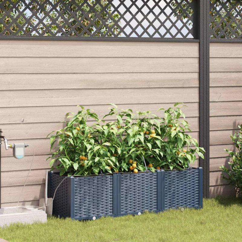 Sodo vazonas 3 pcs Pilka 120 x 40 x 37,5 cm Plastmasė