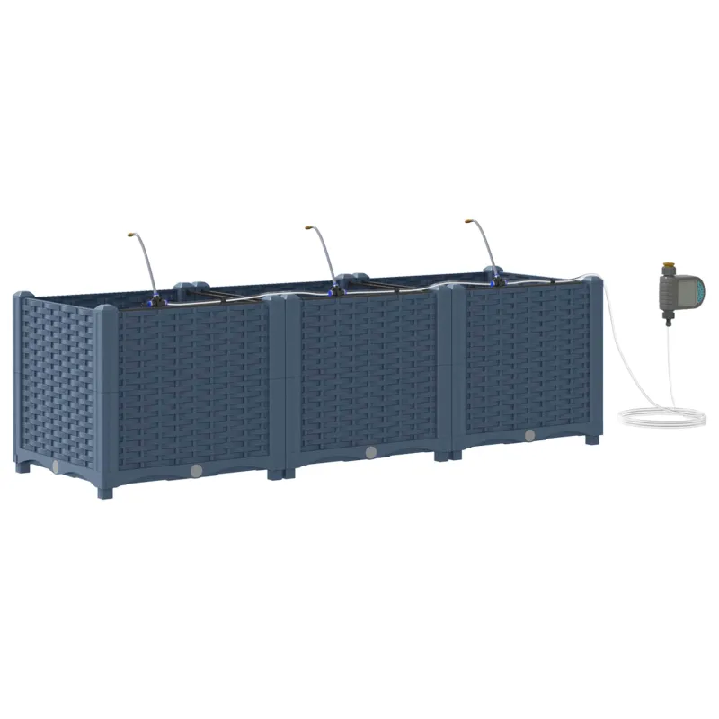 Sodo vazonas 3 pcs Pilka 120 x 40 x 37,5 cm Plastmasė
