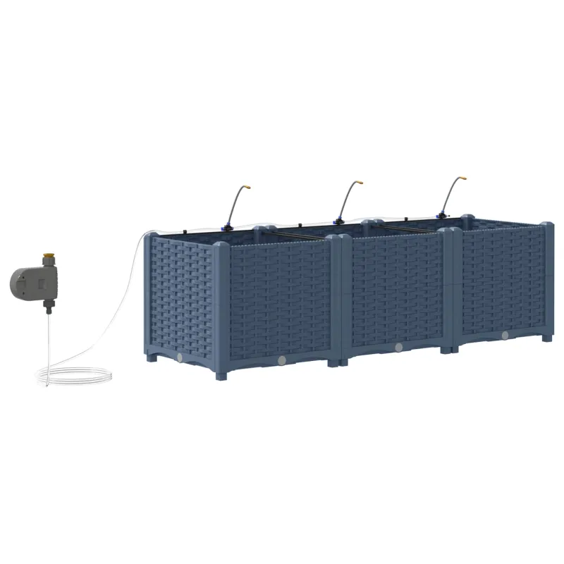 Sodo vazonas 3 pcs Pilka 120 x 40 x 37,5 cm Plastmasė