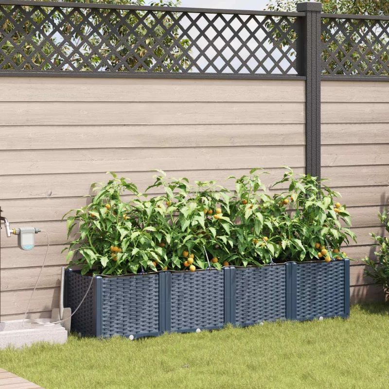 Sodo vazonas 4 pcs Pilka 160 x 40 x 37,5 cm Plastmasė