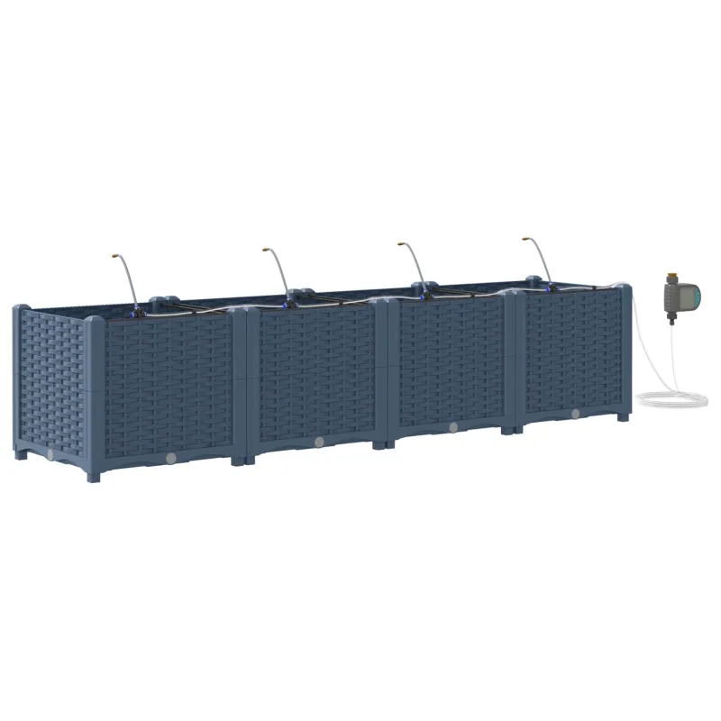 Sodo vazonas 4 pcs Pilka 160 x 40 x 37,5 cm Plastmasė