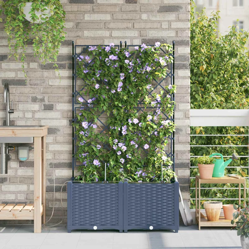 Sodo vazonas 2 pcs Pilka 80 x 40 x 142 cm Plastmasė