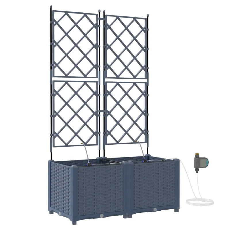 Sodo vazonas 2 pcs Pilka 80 x 40 x 142 cm Plastmasė