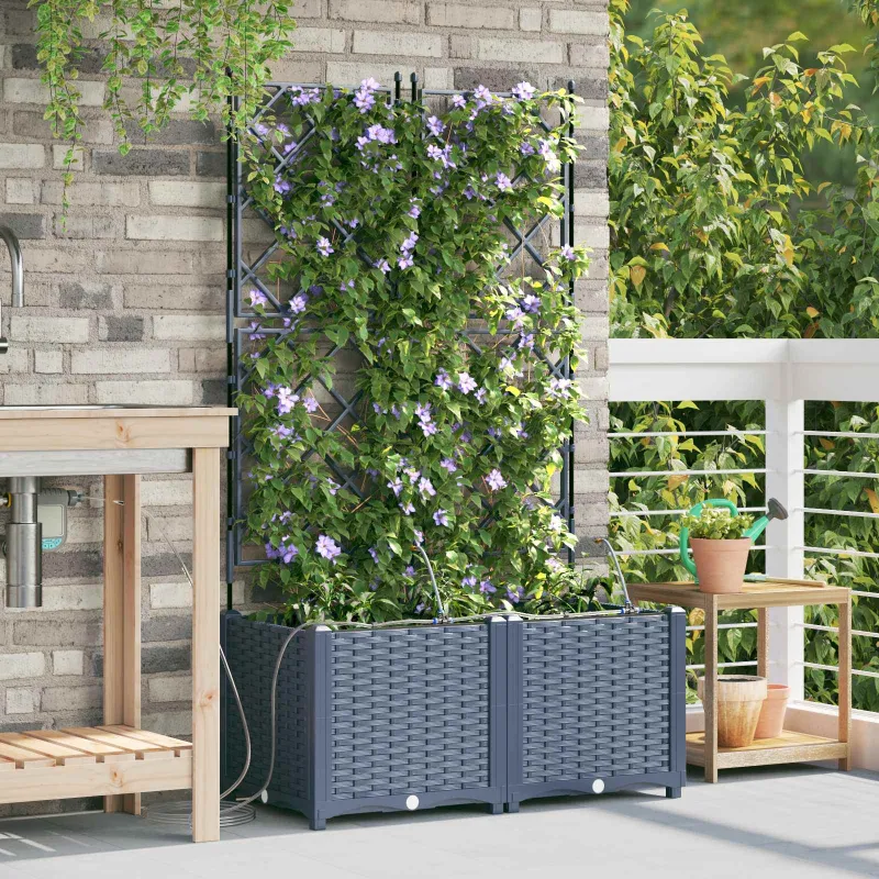 Sodo vazonas 2 pcs Pilka 80 x 40 x 142 cm Plastmasė