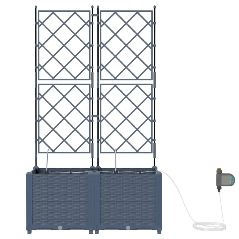 Sodo vazonas 2 pcs Pilka 80 x 40 x 142 cm Plastmasė