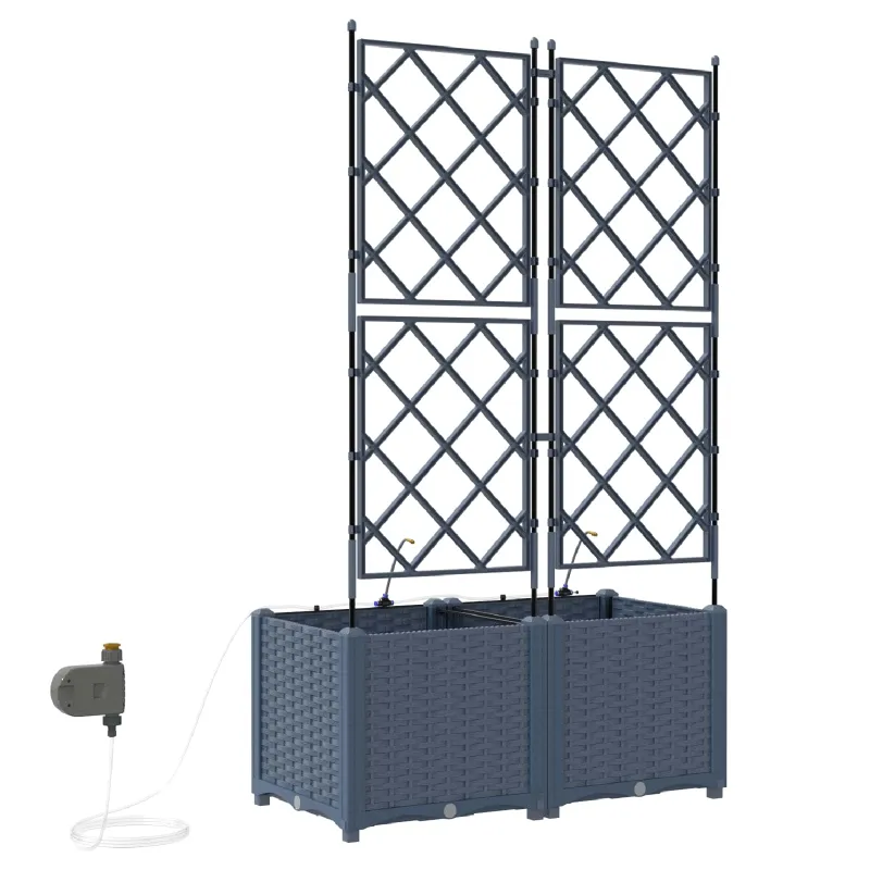 Sodo vazonas 2 pcs Pilka 80 x 40 x 142 cm Plastmasė