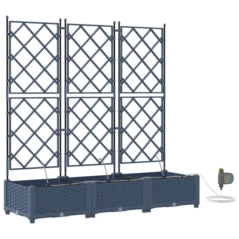 Sodo vazonas 3 pcs Pilka 120 x 40 x 126 cm Plastmasė