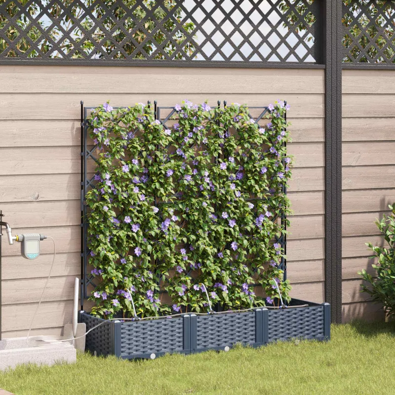 Sodo vazonas 3 pcs Pilka 120 x 40 x 126 cm Plastmasė