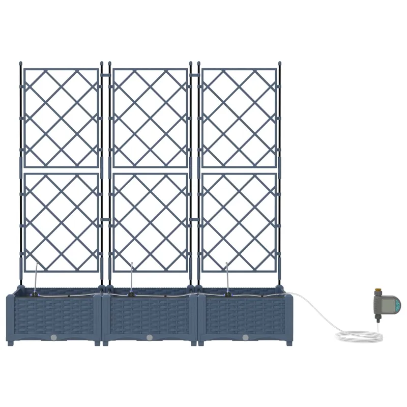 Sodo vazonas 3 pcs Pilka 120 x 40 x 126 cm Plastmasė
